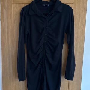Missguided Black Button-Up Dress